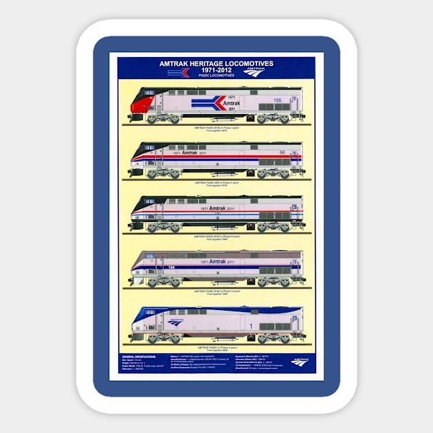 Amtrak Heritage Locomotives Sticker by Bonita Vista Photography